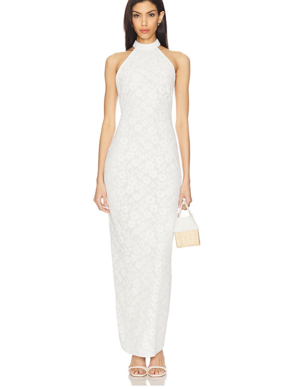 Lovers & Friends White Lace Halter Maxi midi Dress